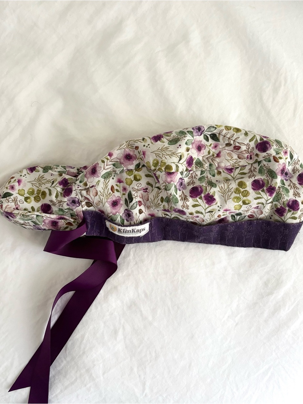 Floral Purple Ponytail Style Kim Kaps Scrub Hat